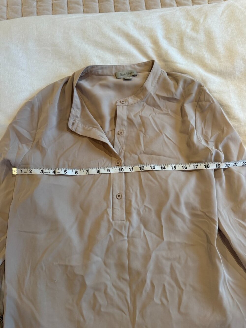 Charlie Paige Tie Cuff Blouse XL Taupe - Picture 5 of 6